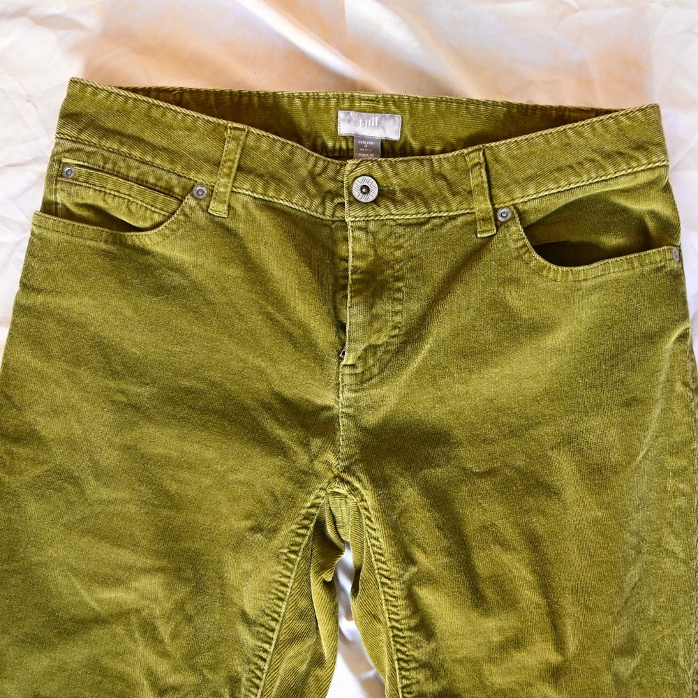 J.Jill Olive Green Slim‑Leg Corduroy Pants – Size 4P